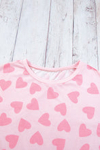 Load image into Gallery viewer, Heart Print Long Sleeve Top and Shorts Lounge Set