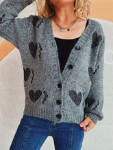 Load image into Gallery viewer, Heart Button Up Long Sleeve Cardigan