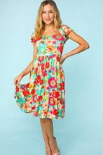 Load image into Gallery viewer, Haptics Floral Square Neck Short Sleeve Dress