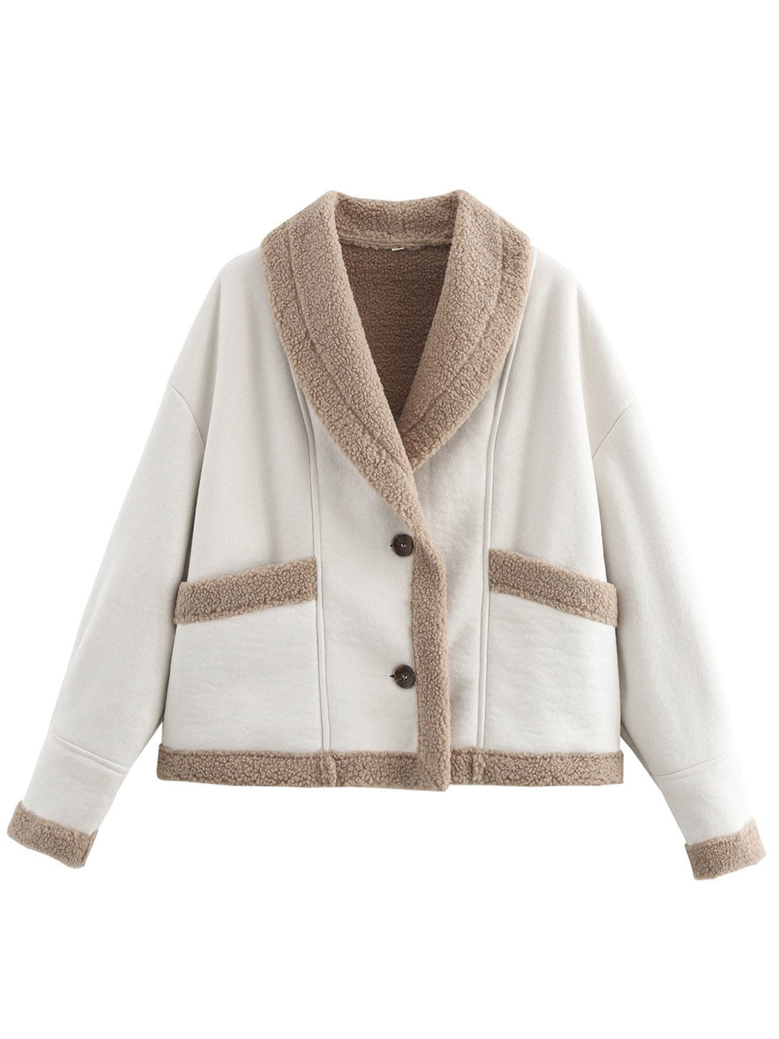 Load image into Gallery viewer, Fuzzy Collared Neck Long Sleeve Jacket