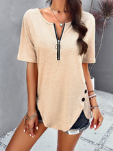 Load image into Gallery viewer, Half Zip Half Sleeve T-Shirt