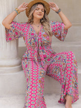 Load image into Gallery viewer, Plus Size Printed Half Sleeve Wide Leg Jumpsuit