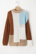 Load image into Gallery viewer, Color Block Round Neck Long Sleeve Sweater