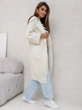 Load image into Gallery viewer, Pocketed Collared Neck Dropped Shoulder Cardigan