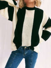 Load image into Gallery viewer, Color Block Round Neck Long Sleeve Sweater