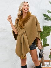 Load image into Gallery viewer, Fuzzy Trim Open Front Poncho