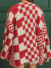 Load image into Gallery viewer, Checkered Open Front Long Sleeve Cardigan