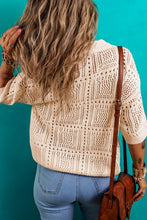 Load image into Gallery viewer, Openwork Johnny Collar Half Sleeve Knit Top