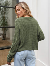 Load image into Gallery viewer, Cable-Knit Round Neck Dropped Shoulder Sweater