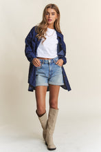 Load image into Gallery viewer, J.NNA Rhombus Stitched Button Up Denim Shacket
