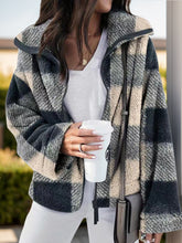 Load image into Gallery viewer, Full Size Plaid Zip Up Long Sleeve Jacket