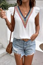 Load image into Gallery viewer, Full Size Ruffled V-Neck Cap Sleeve Blouse