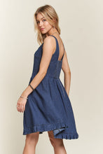 Load image into Gallery viewer, ADORA Smocked Back Square Neck Denim Dress