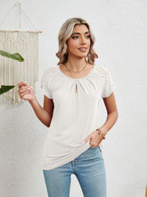 Load image into Gallery viewer, Lace Detail Round Neck Short Sleeve T-Shirt