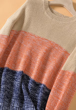 Load image into Gallery viewer, Color Block Round Neck Long Sleeve Sweater