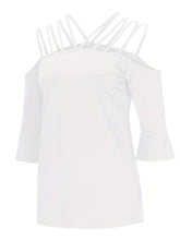 Load image into Gallery viewer, Full Size Cold Shoulder Three-Quarter Sleeve Blouse