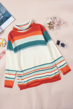 Load image into Gallery viewer, Contrast Striped Turtleneck Dropped Shoulder Sweater