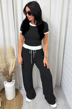 Load image into Gallery viewer, Contrast Trim Round Neck Top and Pants Set