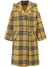 Load image into Gallery viewer, Plaid Double-Breasted Long Sleeve Longline Coat