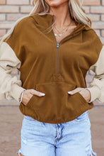 Load image into Gallery viewer, Contrast Half Zip Long Sleeve Hoodie