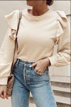 Load image into Gallery viewer, Ruffled Round Neck Long Sleeve Blouse