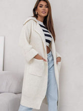 Load image into Gallery viewer, Pocketed Collared Neck Dropped Shoulder Cardigan
