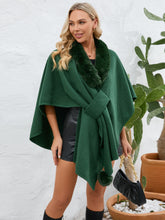 Load image into Gallery viewer, Fuzzy Trim Open Front Poncho
