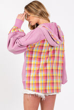 Load image into Gallery viewer, SAGE + FIG Full Size Plaid Print Washed Hoodie