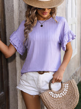 Load image into Gallery viewer, Ruffled Round Neck Short Sleeve Top