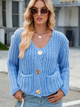 Load image into Gallery viewer, Round Neck Button Up Cardigan with Pockets