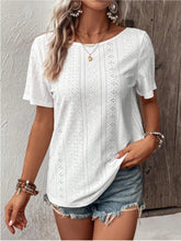 Load image into Gallery viewer, Lace Detail Eyelet Short Sleeve Blouse