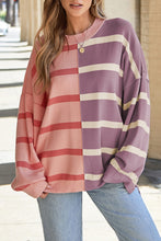 Load image into Gallery viewer, Striped Round Neck Long Sleeve Knit Top