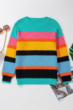 Load image into Gallery viewer, Contrast Round Neck Dropped Shoulder Sweater