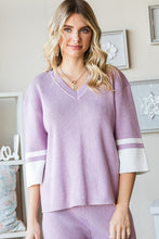 Load image into Gallery viewer, First Love Contrast V Neck Ribbed Knit Top