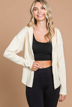Load image into Gallery viewer, Culture Code Full Size Ribbed Zip Up Drawstring Hooded Jacket