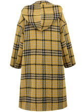 Load image into Gallery viewer, Plaid Double-Breasted Long Sleeve Longline Coat