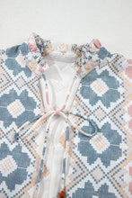 Load image into Gallery viewer, Tassel Tie Neck Balloon Sleeve Blouse