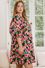 Load image into Gallery viewer, ODDI Full Size Floral Puff Sleeve Mini Dress
