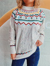 Load image into Gallery viewer, Cable-Knit Mock Neck Long Sleeve Sweater