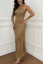 Load image into Gallery viewer, Cutout Slit Round Neck Sweater Dress