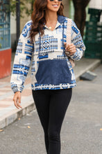 Load image into Gallery viewer, Geometric Quarter Zip Long Sleeve Hoodie