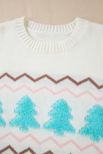 Load image into Gallery viewer, Christmas Tree Ribbed Hem Dropped Shoulder Sweater