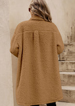 Load image into Gallery viewer, Collared Neck Long Sleeve Longline Teddy Jacket