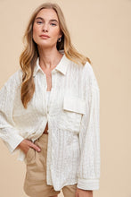 Load image into Gallery viewer, Annie Wear Openwork Button Down Drop Shoulder Shirt