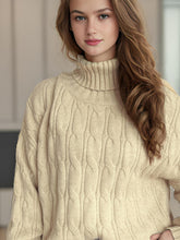 Load image into Gallery viewer, Cable-Knit Turtleneck Long Sleeve Sweater