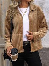 Load image into Gallery viewer, Perfee Pocketed Zip Up Collared Neck Long Sleeve Jacket