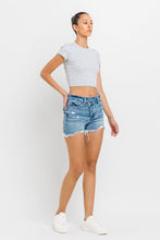Load image into Gallery viewer, Lovervet Stepped Waist Raw Hem Denim Shorts