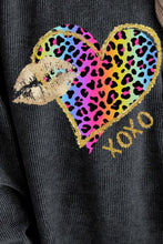 Load image into Gallery viewer, Leopard Heart Drop Shoulder Long Sleeve Sweatshirt