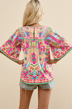 Load image into Gallery viewer, Printed Round Neck Half Sleeve Blouse