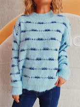 Load image into Gallery viewer, Striped Round Neck Long Sleeve Sweater